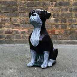 Outdoor Bulldog Sculpture Concrete Boxer Dog Statue Cement Animal Decoration Handmade Ornament Dog Lover Gift Garden & Home Art - thumbnail 2
