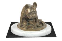 French Bulldog Mum, Dog White Marble Base Statue, Limited Edition, Artdog. Made Of Cold Cast Bronze. Perfect Gift. Limited Edition - thumbnail 1