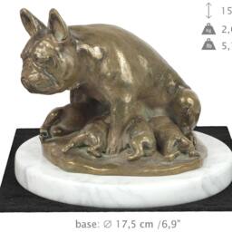 French Bulldog Mum, Dog White Marble Base Statue, Limited Edition, Artdog. Made Of Cold Cast Bronze. Perfect Gift. Limited Edition - thumbnail 4