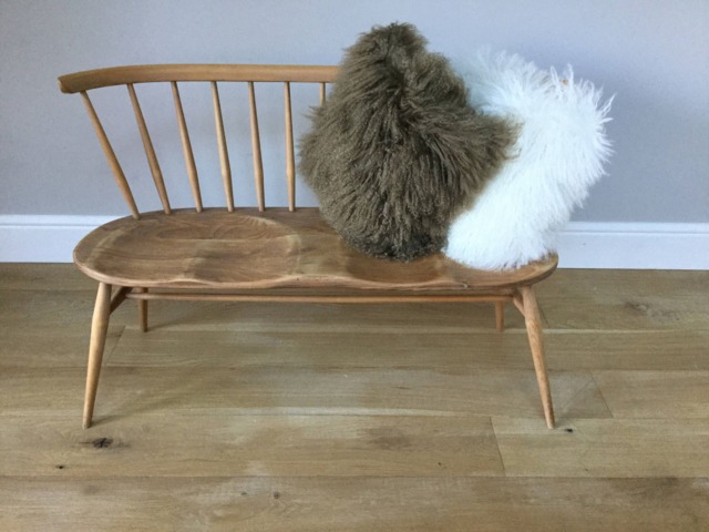 Cushion, Pillow, Tibetan Mongolian Sheepskin Cushion Complete . in A Taupe Colour - image 1