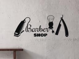 Barbershop Wall Decal. Barber Shop Sign. Man Salon Haircut. Logo Sticker. Beauty Decor. Sweet Hipster. Art Vinyl R27 - thumbnail 1
