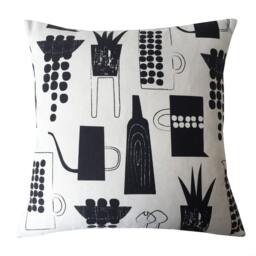 Botanics & Ceramics Cushion On White Linen Union - thumbnail 3