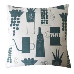 Botanics & Ceramics Cushion On White Linen Union - thumbnail 2