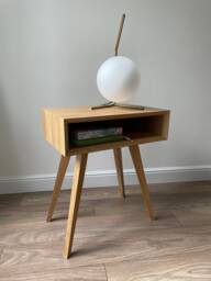 Mid Century Modern Nightstand With Drawer, Scandinavian Solid Wood Bedside Table Storage, Minimalist Bedroom Furniture - thumbnail 1