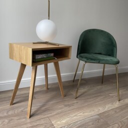 Mid Century Modern Nightstand With Drawer, Scandinavian Solid Wood Bedside Table Storage, Minimalist Bedroom Furniture - thumbnail 3