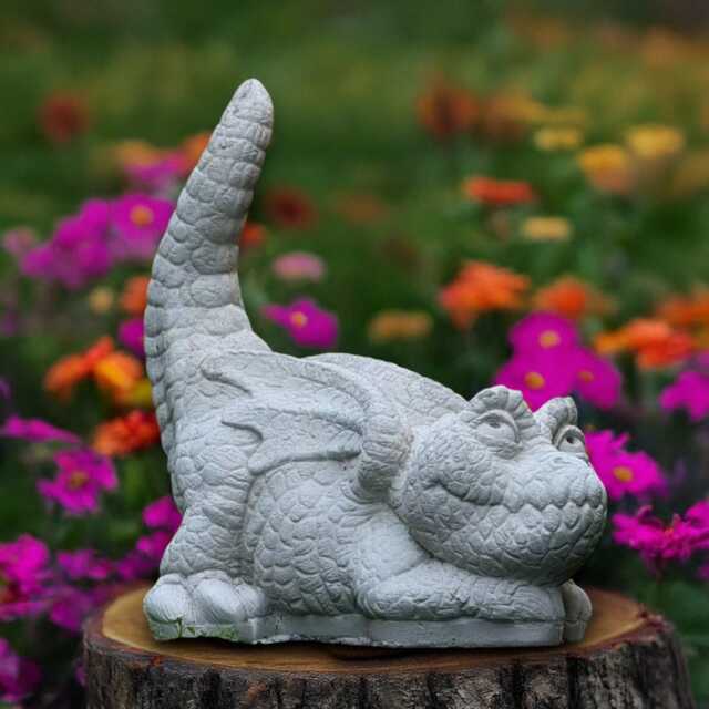 Stone Dragon Statue Concrete Sculpture Gothic Animal Decoration Handmade Art Dragon Lover Gift Yard - image 1