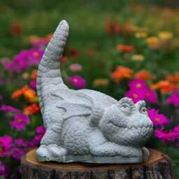 Stone Dragon Statue Concrete Sculpture Gothic Animal Decoration Handmade Art Dragon Lover Gift Yard - thumbnail 1