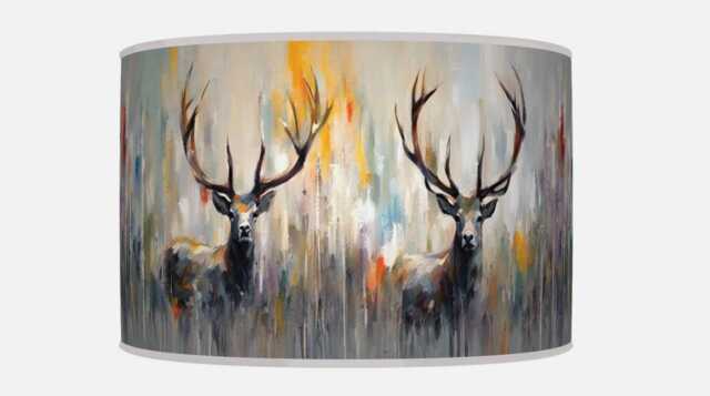 Deer Stag Lampshade - Scottish Themed Pendant Light Handmade Drum Ceiling Shade For Rustic Or Country Interiors - image 1