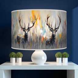 Deer Stag Lampshade - Scottish Themed Pendant Light Handmade Drum Ceiling Shade For Rustic Or Country Interiors - thumbnail 2