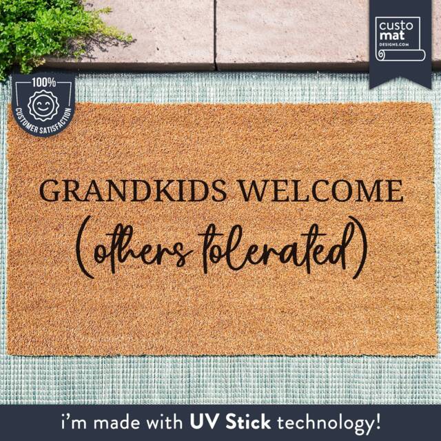 Grandkids Welcome Others Tolerated - Christmas Gift Personalized Family Mat Custom Coir Doormat Housewarming - image 1