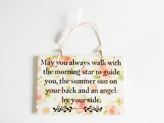 Blessing Quote Sentiment Plaque Angel Prayer Sign Thinking Of You Meaningful Family Friends Gift - image 1