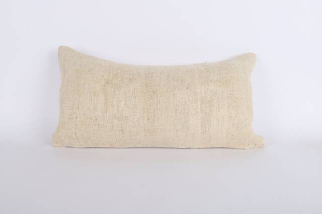 Kilim Lumbar Pillow Cover Turkish Wool Cushion, 12x24 - image 1