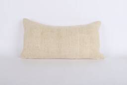 Kilim Lumbar Pillow Cover Turkish Wool Cushion, 12x24 - thumbnail 1