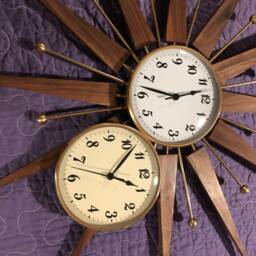 Walnut Starburst Clock, Mid-Century Quartz Clock - thumbnail 4