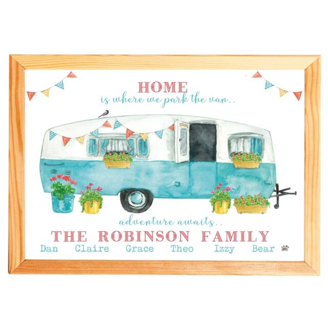 A4 Personalised Vintage Caravan Print, Camping Gift, Caravan Accessories, Summer Holidays - image 1