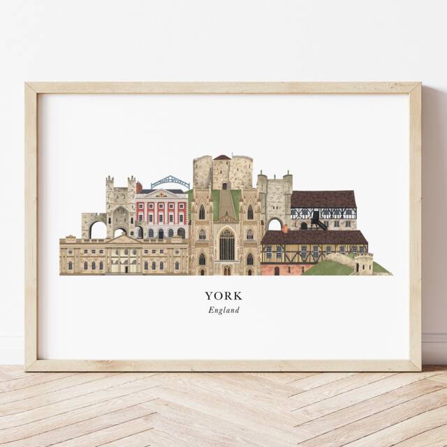 York Skyline Print, Cityscape, Wall Art, Gift, Illustration, Poster, Travel - image 1