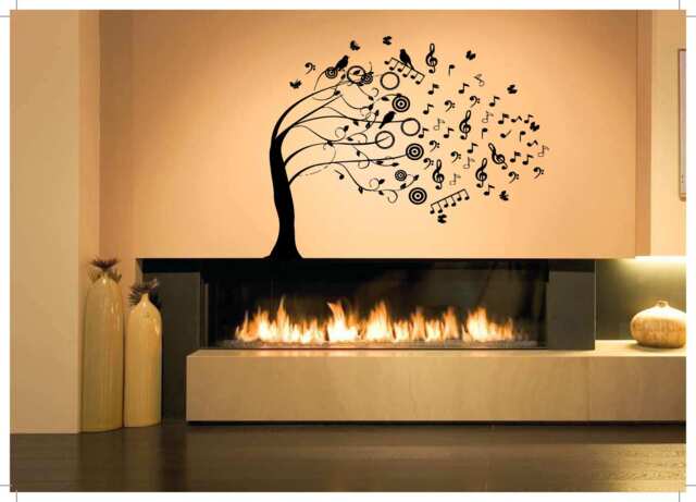 Family Trees With Birds & Music Notations Wall Decals Quote Home Decor Art Stickers Living Room Decoration - image 1