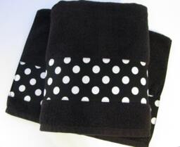 Black Cotton Towel White Polka Dot Trim, August Ave Towels