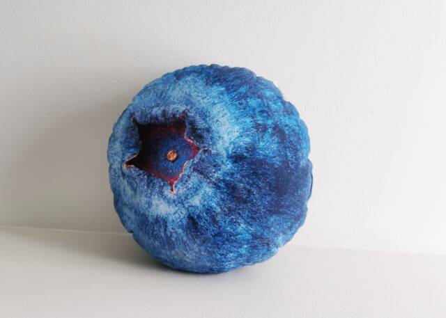 Blueberry Plush Pillow Homeware Gift Realistic Print Velvet Cushion, Funny Food Toy - image 1