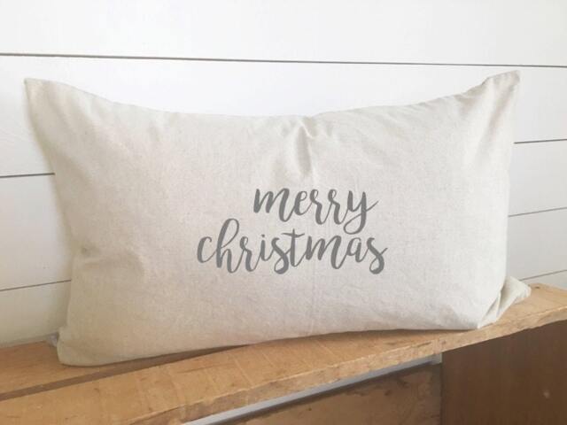 Merry Christmas Kidney Pillow Cover 16 X 26 ///Holiday Throw Accent Pillow Gift