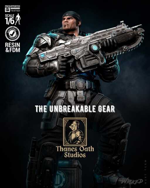 The Unbreakable Gear - Soldier Statue Gaming War Torn Hero Marcus Fenix Resin Figure 16K - image 1