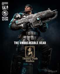 The Unbreakable Gear - Soldier Statue Gaming War Torn Hero Marcus Fenix Resin Figure 16K - thumbnail 1