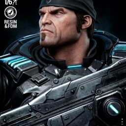 The Unbreakable Gear - Soldier Statue Gaming War Torn Hero Marcus Fenix Resin Figure 16K - thumbnail 3