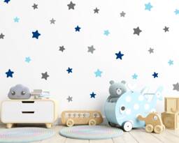 Blue & Grey Star Wall Decals, Nursery Decor, Kids Room Stickers - thumbnail 1