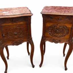 Pair - Non Identical Of French Bedside Tables With Marble Tops - thumbnail 4