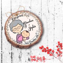 Gift For Grandma Grandmom, Grandmother, Custom Portrait Christmas Ornament, Personalized Gift - thumbnail 3