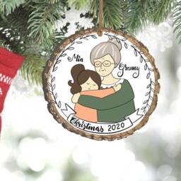 Gift For Grandma Grandmom, Grandmother, Custom Portrait Christmas Ornament, Personalized Gift - thumbnail 2