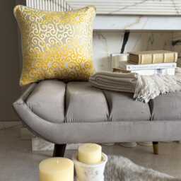 Mimosa Yellow Burnout Velvet, Abstract Pattern, Modern Throw Pillow Cover/Euro Sham - Scroll All The Way - thumbnail 2