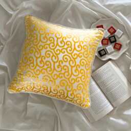 Mimosa Yellow Burnout Velvet, Abstract Pattern, Modern Throw Pillow Cover/Euro Sham - Scroll All The Way - thumbnail 3