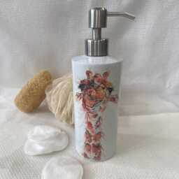 Giraffe Watercolour Design, Liquid Soap Pump Dispenser, By Wildlife Artist Sandi Mower - thumbnail 2