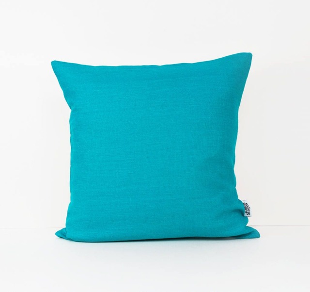 Teal Linen Cushion Cover Teal Pillow 20x20, Organic Throw Boho, Pillowcase Envelope, Decorative Pillows - image 1