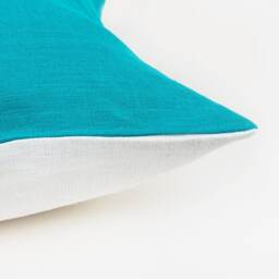 Teal Linen Cushion Cover Teal Pillow 20x20, Organic Throw Boho, Pillowcase Envelope, Decorative Pillows - thumbnail 2