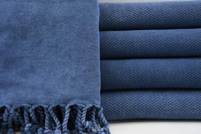"Turkish Bath Towel, Pool Towel, Sauna Towel, Navy Blue Towel, Peshtemal Towel, Stone Washed Towel, 33""x65" - image 1