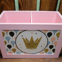 Wooden Pencil Box With Crown - thumbnail 2