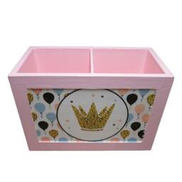 Wooden Pencil Box With Crown - thumbnail 1