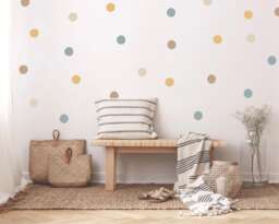 Vintage Polka Dot Wall Decals 80 Beige, Yellow & Blue Stickers