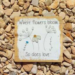 Sea Glass Flower Art, Gardener Gift, Handmade Nature Decor, Floral Quote Wall Art - thumbnail 3