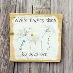 Sea Glass Flower Art, Gardener Gift, Handmade Nature Decor, Floral Quote Wall Art - thumbnail 4