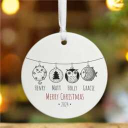 Personalised Porcelain Family Names Christmas Bauble, Custom Characters Design, Ornament, Tree Decoration Gift - thumbnail 1