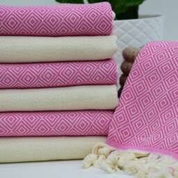 100x180 cm Fuchsia Towel Organic Cotton Diamond Tablecloth Hand-Loomed Turkish Beach Blanket Gym Bridesmaid Gzd-Elms - thumbnail 3