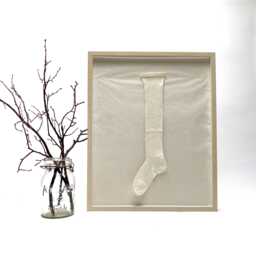 Vintage Children's Stocking Art Framed Japanese Paper & Vellum - thumbnail 1