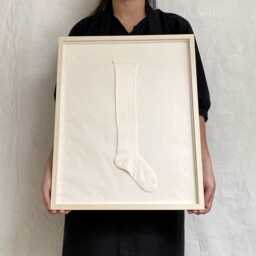 Vintage Children's Stocking Art Framed Japanese Paper & Vellum - thumbnail 2
