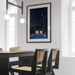 Hiroshi Nagai Minimalist New York Cityscape Print, Modern Nyc Artwork, Urban Landscape Wall Decor, Inspired City Pop Print - thumbnail 2