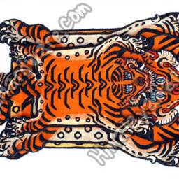 Tibetan Tiger Rug/Carpet Pelt Skin Stripe Orange Tibet Nepal Meditation Cutout - thumbnail 2