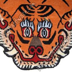 Tibetan Tiger Rug/Carpet Pelt Skin Stripe Orange Tibet Nepal Meditation Cutout - thumbnail 3