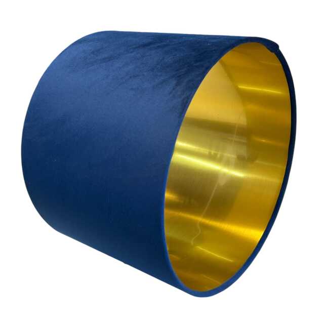 Navy Blue Velvet Lampshade With Brushed Gold Lining, Handmade Lampshades, Table Lamp Shade - image 1